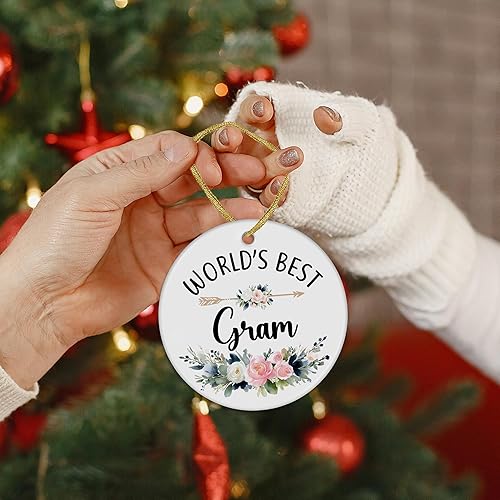 Miniatura 5 de World's Best Gram - Adornos de cerámica de Navidad para abuelas, regalos de nietos, regalos de cumpleaños para el Día de la Madre, adornos de mejor