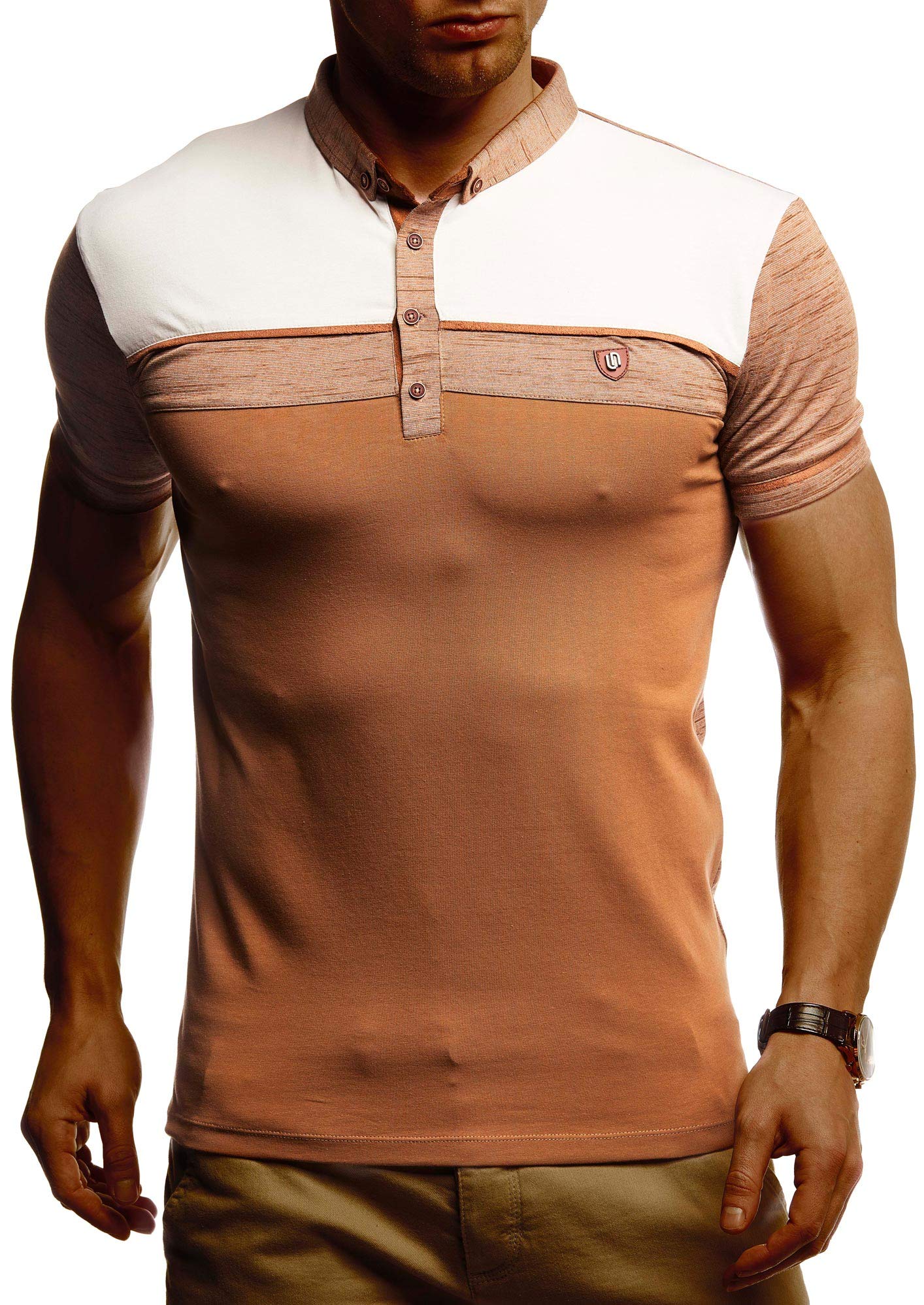 Leif Nelson Herren Sommer T-Shirt Polo Kragen Slim Fit Baumwolle-Anteil Basic schwarzes Männer Poloshirts Longsleeve-Sweatshirt Kurzarm Weißes Kurzarmshirts lang LN1420
