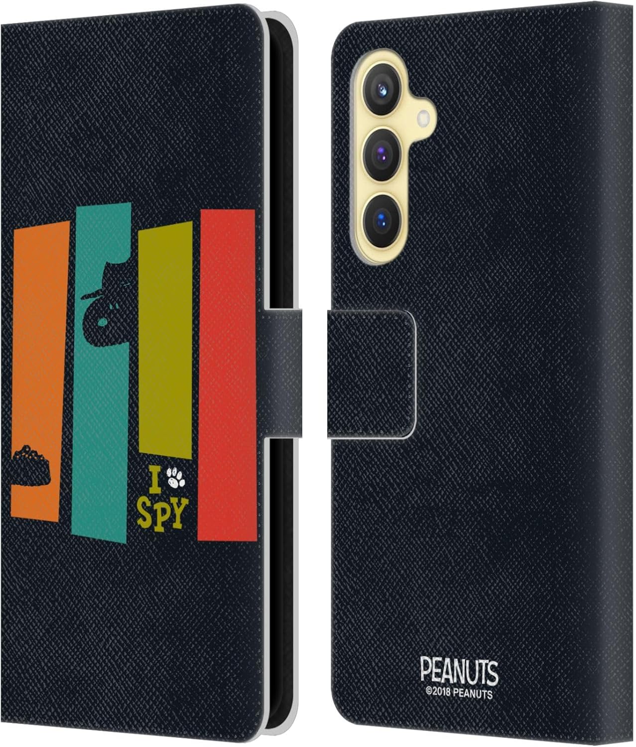 Head Case Designs Officially Licensed Peanuts Secret Agent The Many Faces of Snoopy Leather Wallet Case Compatible with Samsung Galaxy S23 FE 5G