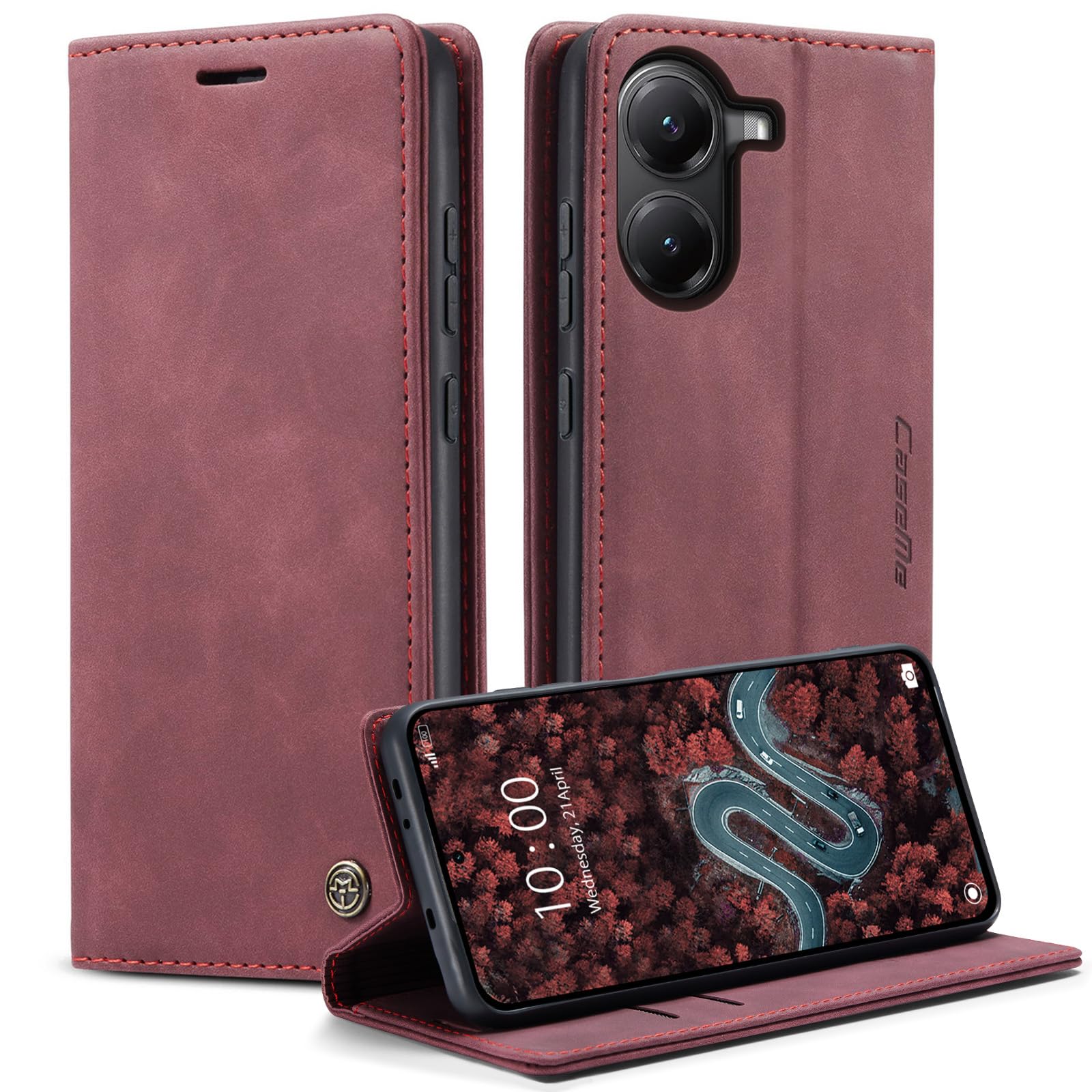 Monweicz Handyhülle Premium Lederhülle Klappbar Flip Case Tasche Magnet Kartenfach Standfunktion Klapphülle Schutzhülle