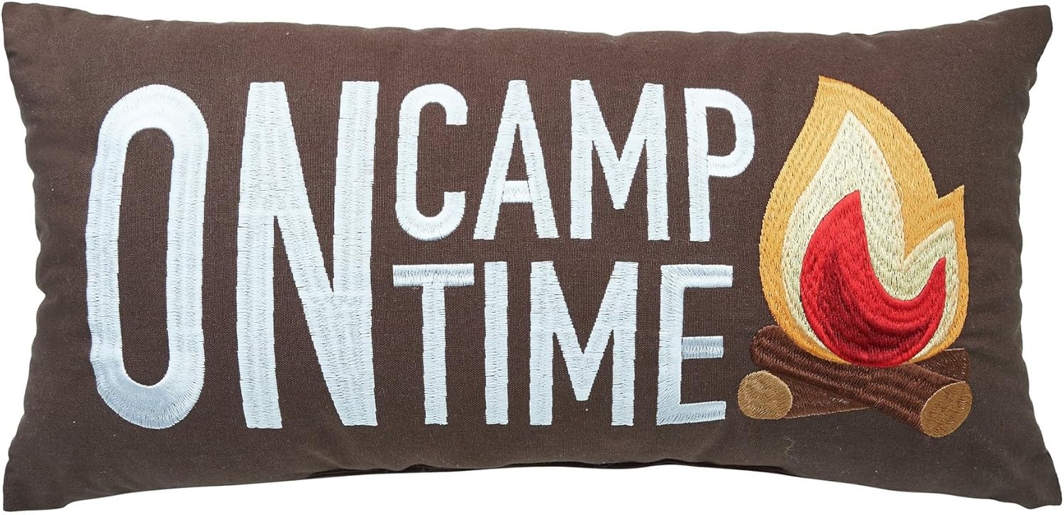 C&F Home Campfire On Camp Time Embroidered Small Petite Long Accent Pillow 10" x 20" All Seasons Versatile Lodge Log Cabin Lakehouse Vacation Home Living Room Sofa Couch Chair Bed Bedroom Decor