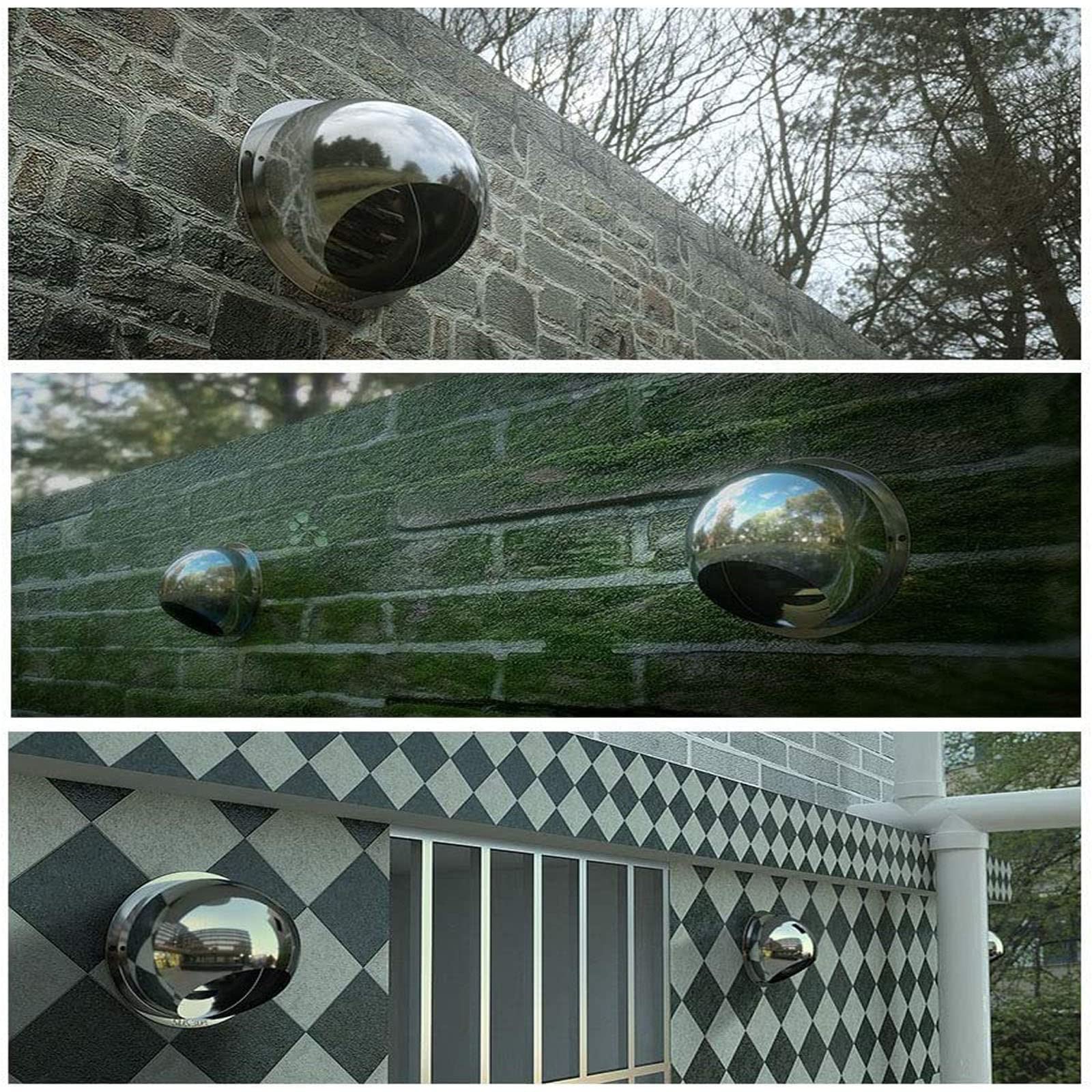 Durable Bouche De Sortie Ventilation Grille Mural Bouches D'aération Résistant Aux Intempéries Avec/Maille, Pour Bureau Salle De Bain, Grille D'aération Ronde En Acier Inoxydable 304 ( Color : Silver