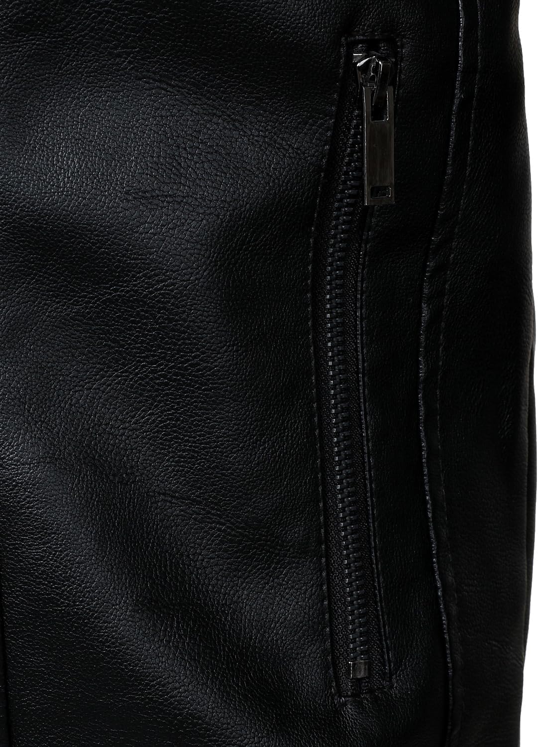 HOOD CREW Men’s Stand Collar Leather Jacket Motorcycle Jackets Faux Leather Biker Coats Lightweight Outwear