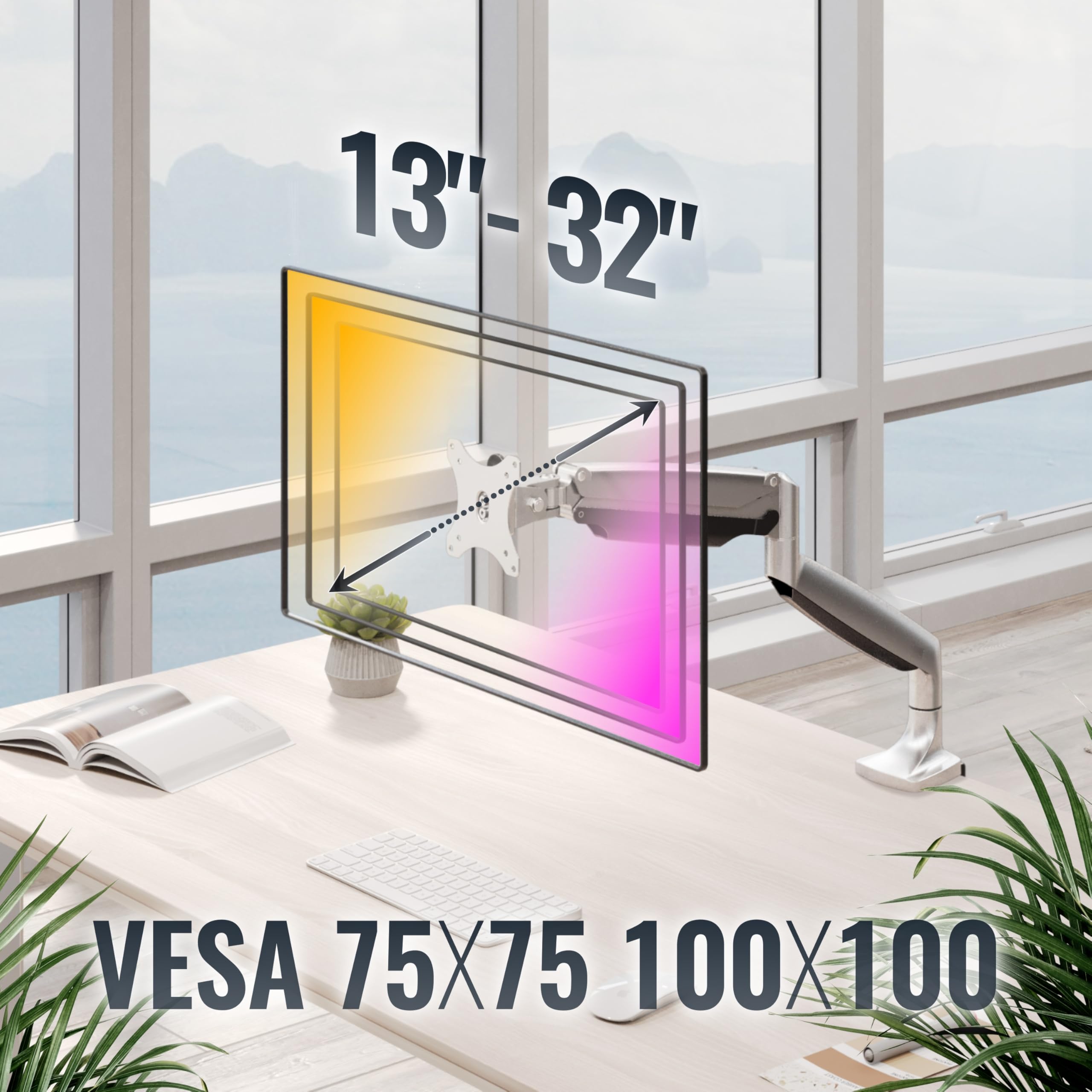 RICOO TS9711 Supporto monitor da scrivania 13-32 pollici per 13 32 pollici girevole inclinabile fino a 9 kg max VESA 100x100