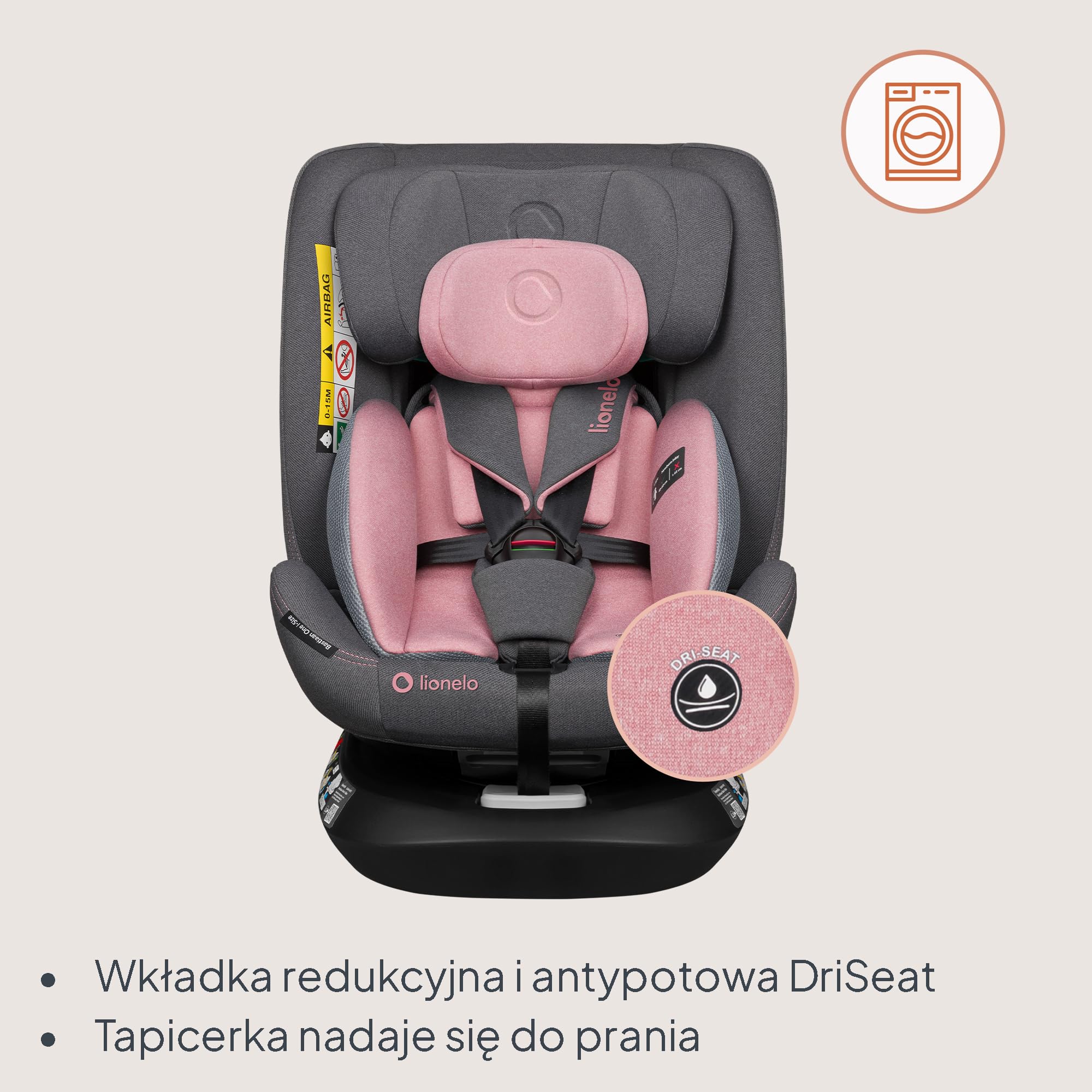 LIONELO Bastiaan i-Size Fotelik Samochodowy Obrotowy 360o dla Dzieci 0-36kg od 40-150 cm, Montaż Przodem i Tyłem, ISOFIX Pas TopTether, Pełna Regulacja Ochrona Boczna
