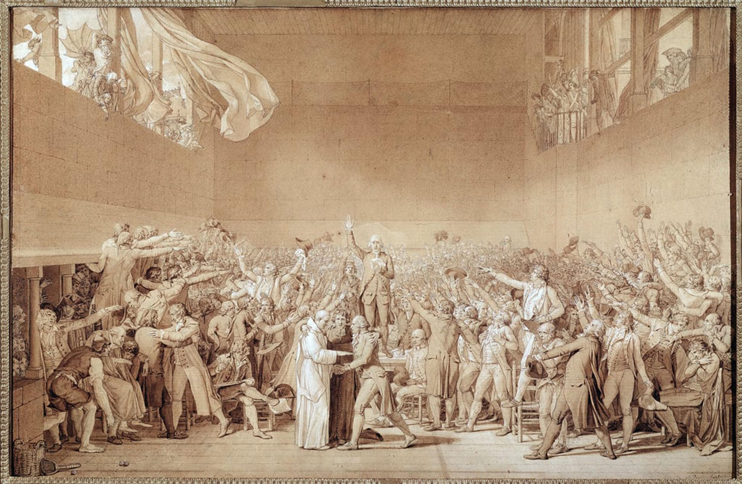 Lienzo de El Juramento de la Cancha de Tenis de Jacques-Louis David: Calidad Vintage 5