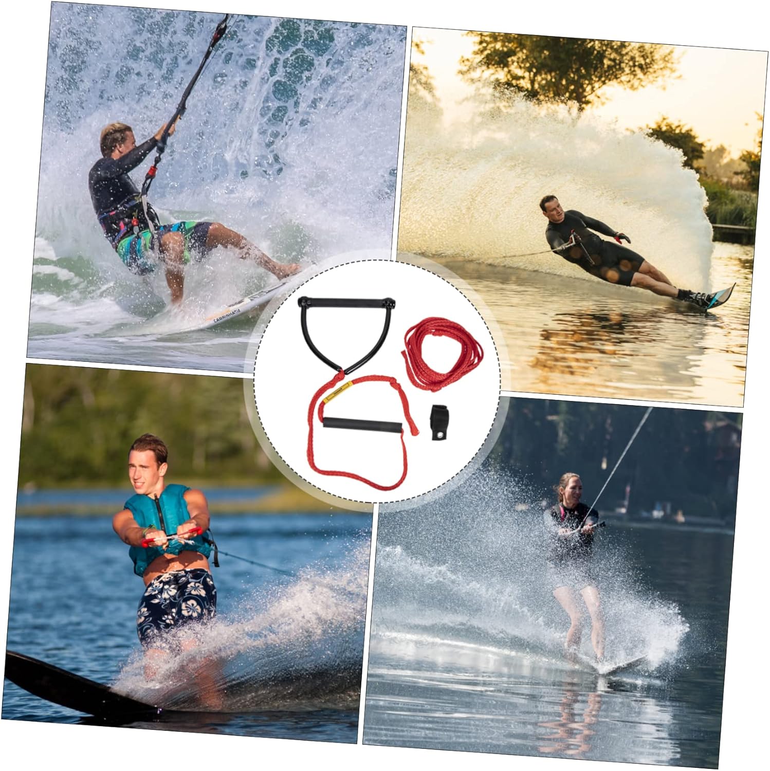 Generic Wear Resistant Water Skiing Rope with Durable Handle Heavy Duty Wakeboard Tow Rope for Water Sports for Recreational Riders and Beginners