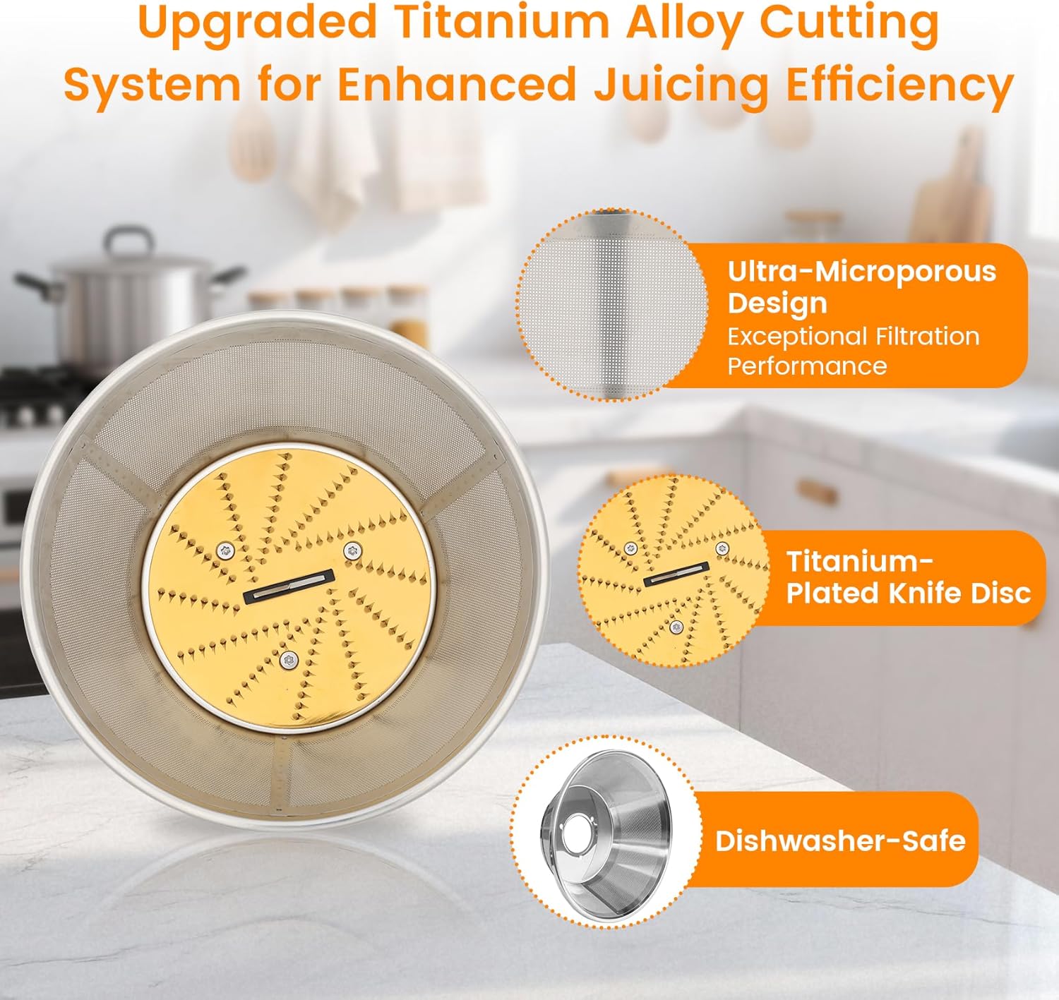 BR-3 Mesh Filter Basket Compatible with breville Juice Models BJE820XL/17, BJE510XL/45, 800JEXL Juicers, Blender Basket Assembly - Ready to Use Mesh Bowl, Upgraded Titanium-coated Blades and Base