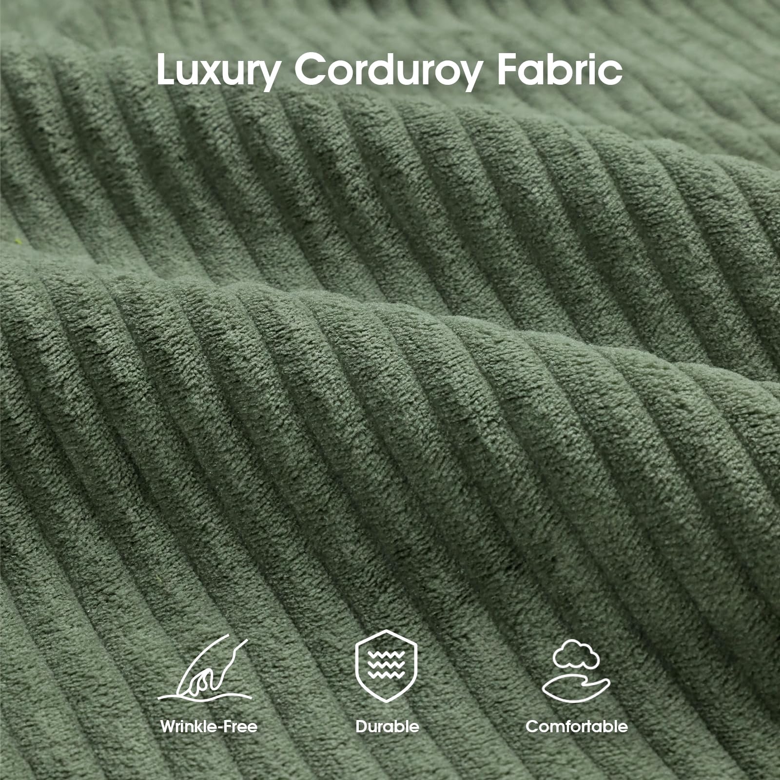 DreamDashio Futon Sofa Bed, 69 inch Futon Couch with Adjustable Backrest, Corduroy Convertible Sleeper Sofa Bed, Folding Sleeper Recliner for Apartment, Living Room, Office, Green