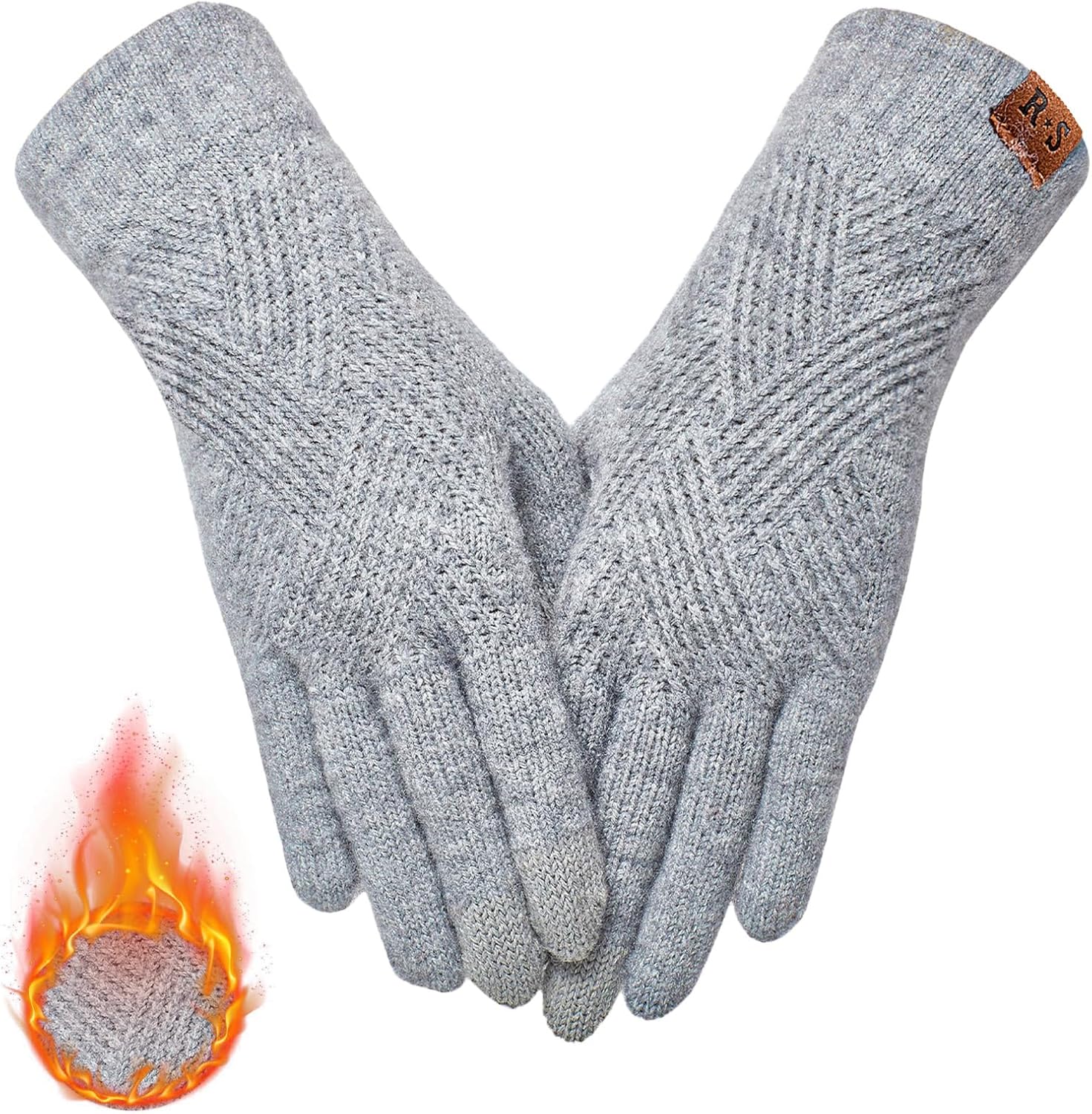 REACH STAR Winter Gloves for Women Touch Screen Elastic Thermal Knit Lining Warm Gloves for Cold Weather