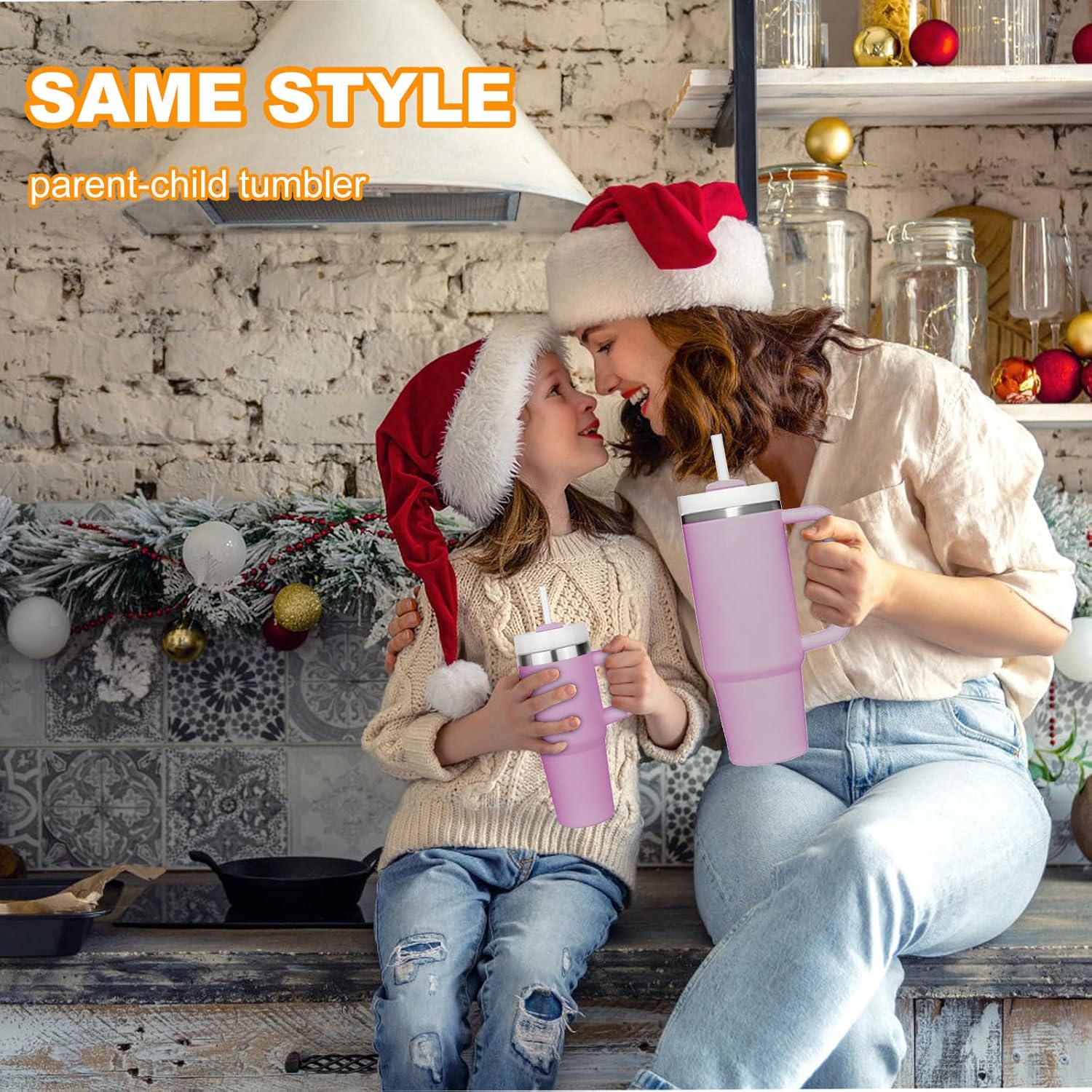 14 oz Tumbler with Handle and Straw, Small 14oz Coffee Cup with Lid and Straw Stainless Steel Tumblers, Outdoor Sports Travel School Gift cup(Pink Flower) - Image 5