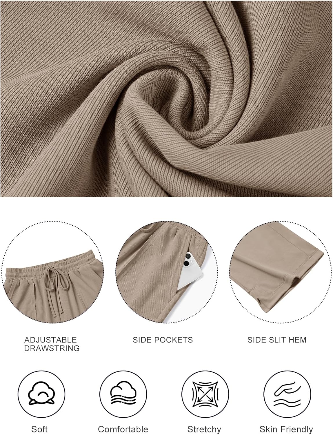 Womens Wide Leg Pants Baggy Palazzo Pants Casual Loose Drawstring Elastic Waisted Lounge Trousers with Pockets - Image 6