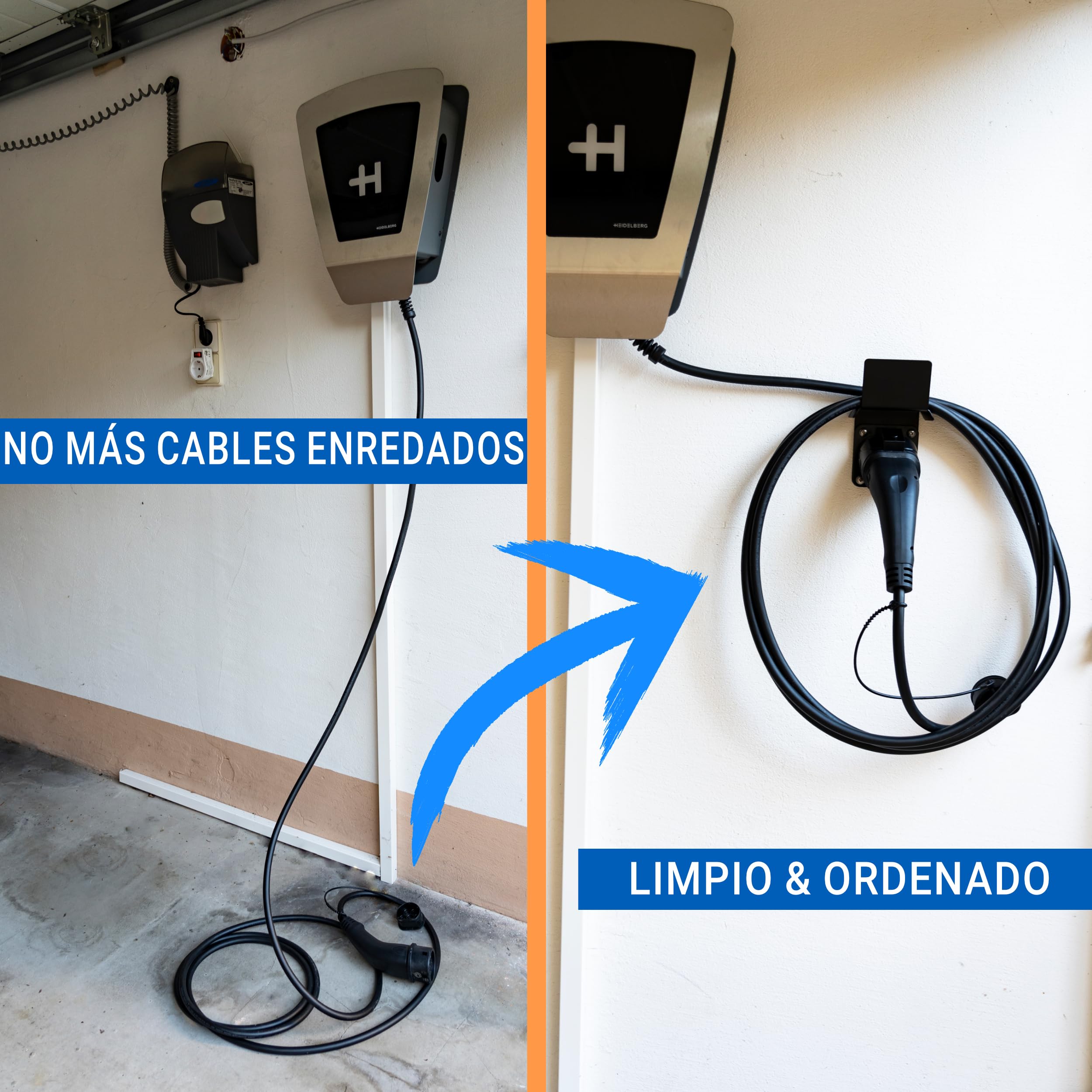 Wallbox Soporte Pared • Manguera Cargador Coche Eléctrico • Tipo 2