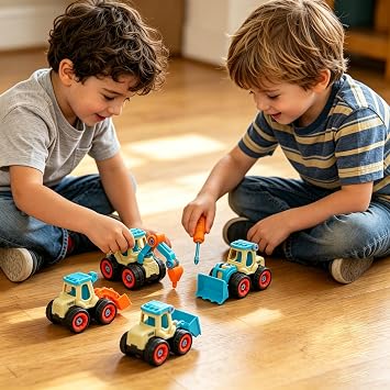 Take Apart Toy Construction Truck, STEM Learning Engineering Building Kit for Kids Ages 3-7, 4 in 1 DIY Truck Set with Tool for Kids Children