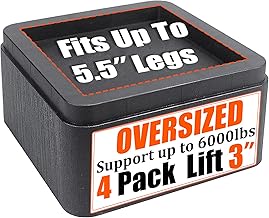 Bed Risers 3 Inch, Oversized Fit Up to 5.5" Legs, Heavy Duty Support 6000lbs, Stackable 6/9 inch Bed Raising Blocks Furniture Sturdy Bed Lifts for College Dorm Rooms, Couches, Tables, Desks