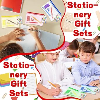 181 Pcs Back to School Gift Include 60 Colorful Pencils 30 Eraser 30 Mesh Zipper Pouch Bags and 30 Pencil Sharpener 30 Sheets Cards Set with Ribbon Stationery Favors for Classroom Exchange Gift