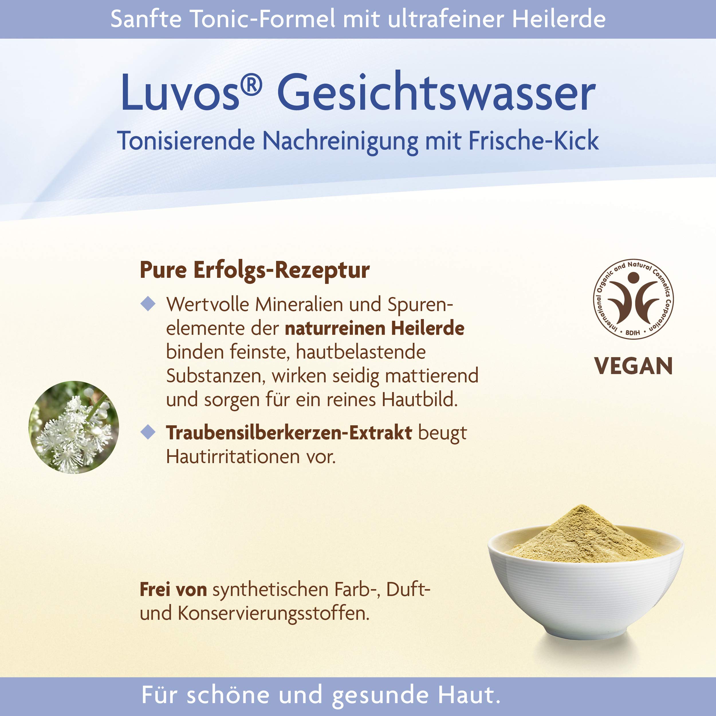 LUVOS Healing Clay Facial Toner 1 x 150 ml, Clears Gently, Matte, Prevents Skin Irritation for Pure Skin 1 x 150 ml - Image 4