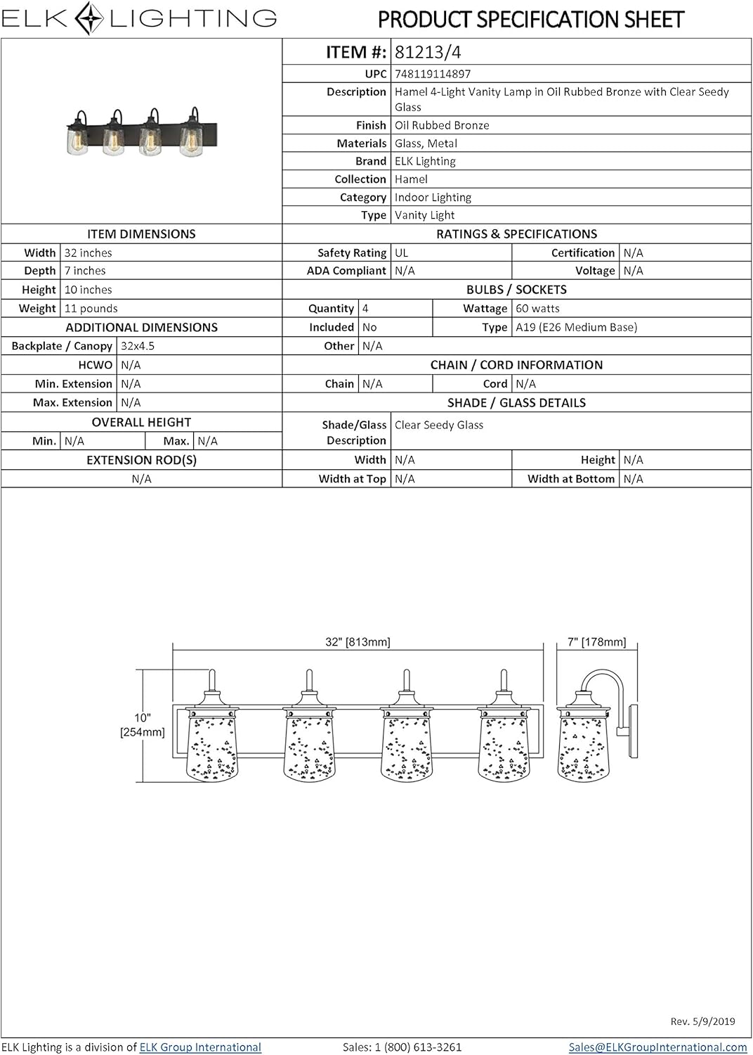 Bеѕt Cуbеr Dеаlѕ 🔥 Elk Lighting 81213/4 Vanity-Lighting-fixtures, 10 x 32 x 7, Bronze,10 x 32 x 7