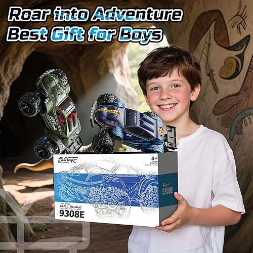 Miniatura 9 de DEERC 9308E - Autos RC rápidos 116 para niños de 8 a 12 años de edad RC Monster Truck 40 KPH, camión de dinosaurio de alta velocidad 4WD todo