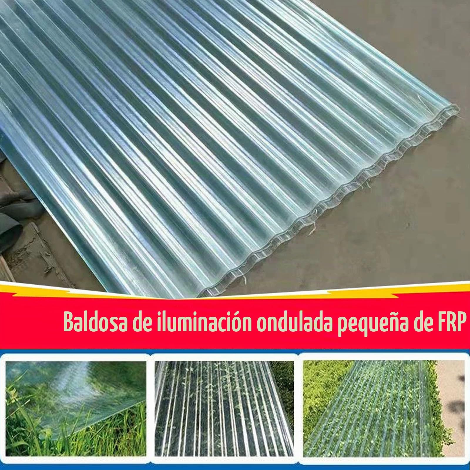 Placa Ondulada, 2mm Planchas Transparentes Tejados, Chapas Perfiladas Techo, Placa De Iluminación Natural De Fibra De Vidrio, FRP Con Resistencia A Los Rayos UV (0.9×1.2m/35×47in,1pcs)
