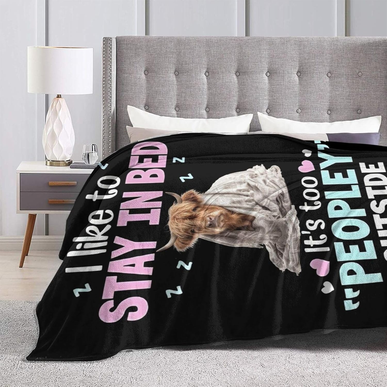 Highland Cow Blanket, Soft Plush Fleece Animal Throw Blanket - Cozy Warm Stuff Blankets Bedding Funny Cow Gifts for Women Girls Kids Adults 40"X50" - Image 7