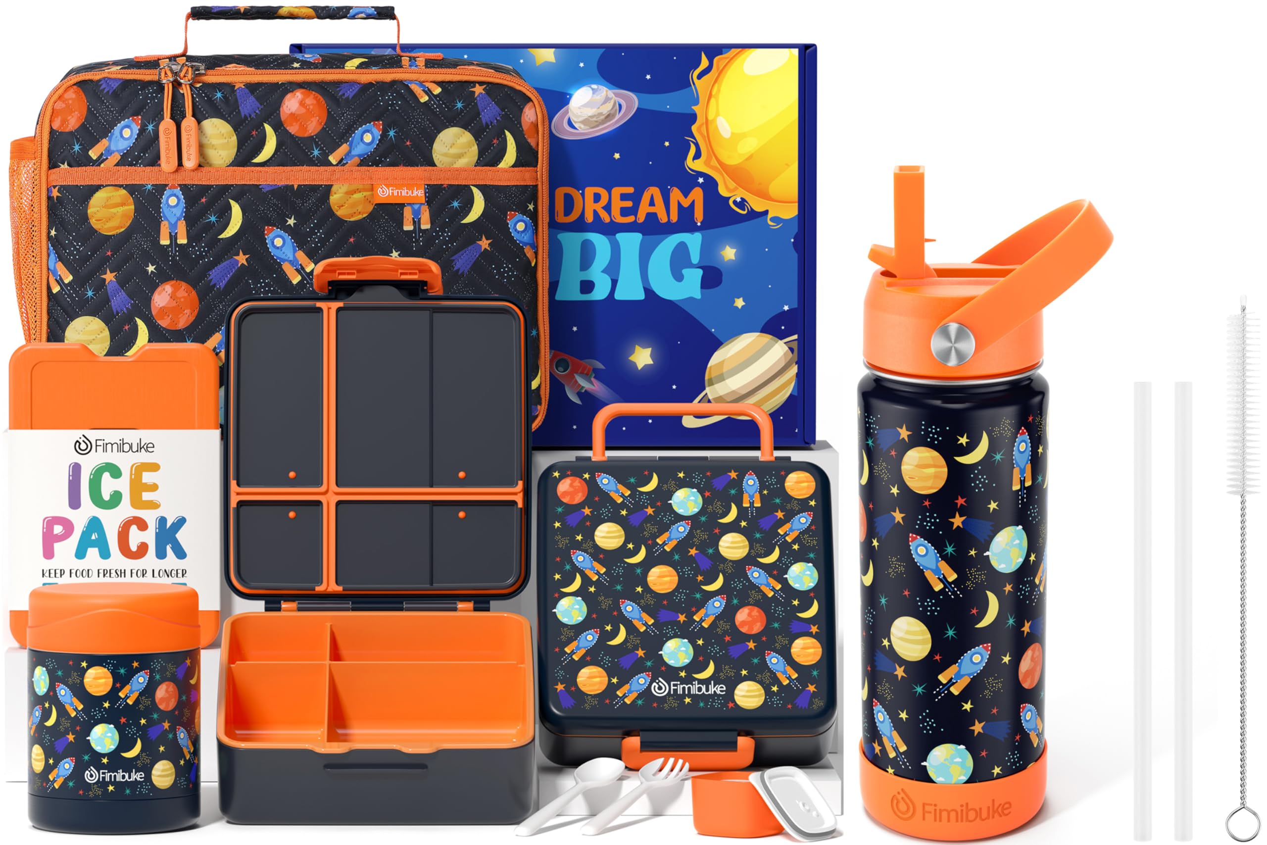 Fimibuke Kids Bento Lunch Box Set with 4 Compartments, Insulated lunch Bag, Stainless Ste…