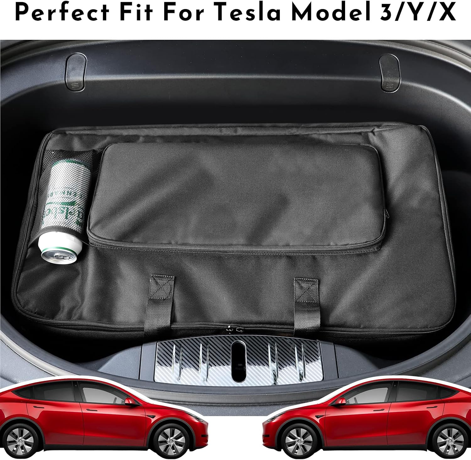 BASENOR Tesla Model 3 Model Y Model X Frunk Cooler Organizer Insulation Bag with Mesh Pockets
