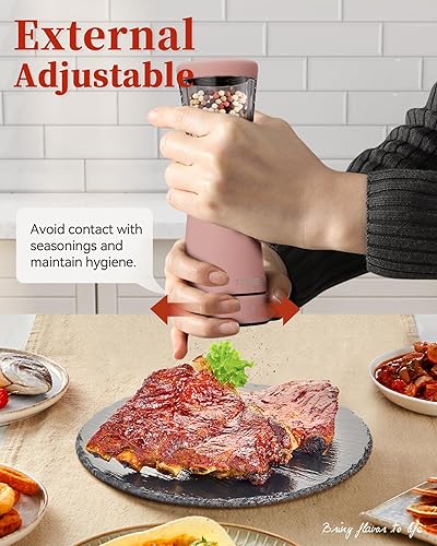 Miniatura 60 de Juego de molinillo eléctrico de sal y pimienta con base de almacenamiento, juego de molinillo de sal y pimienta recargable de acero inoxidable