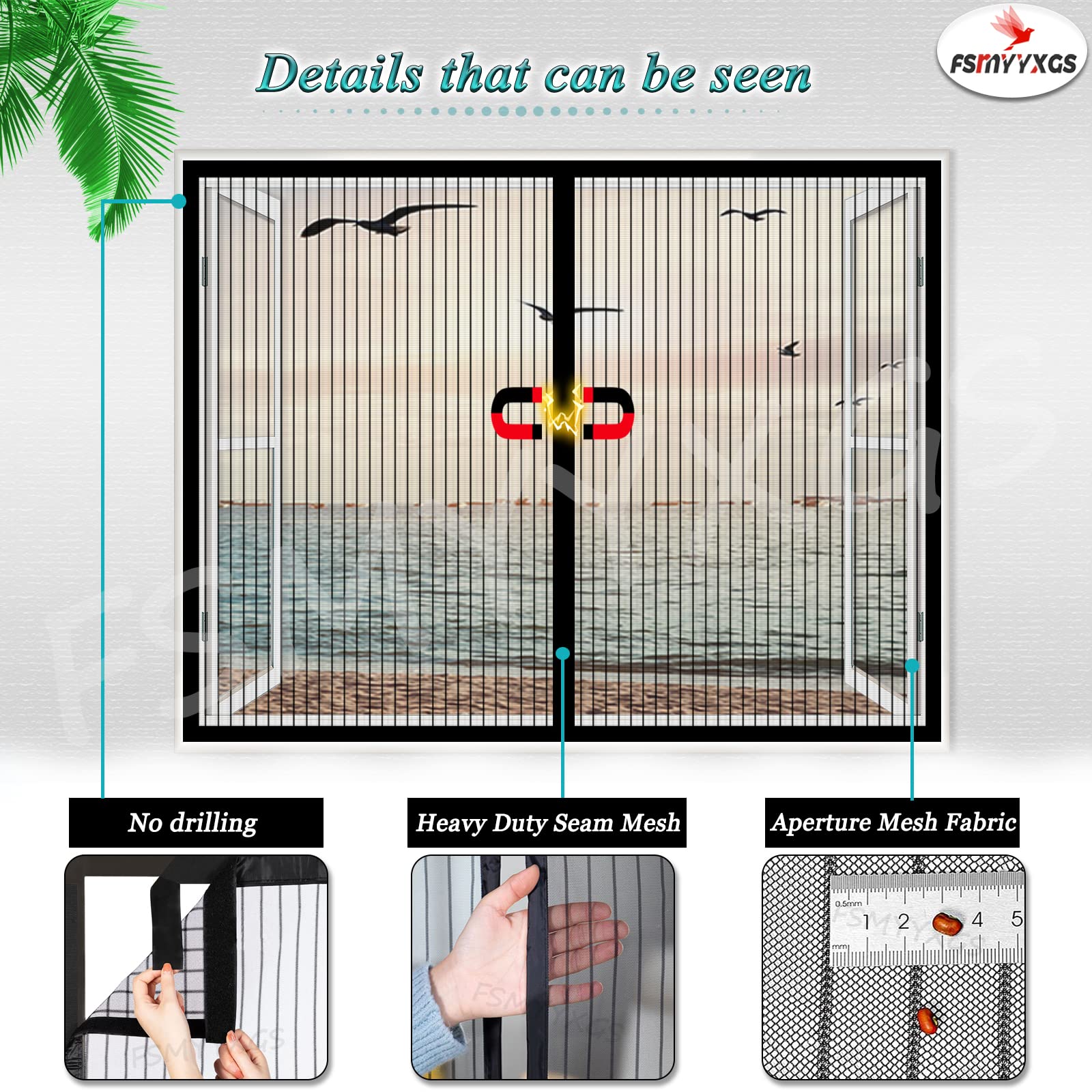 Magnétique Moustiquaire Net Mesh,MUTE Anti-mosquito Auto-adhésif