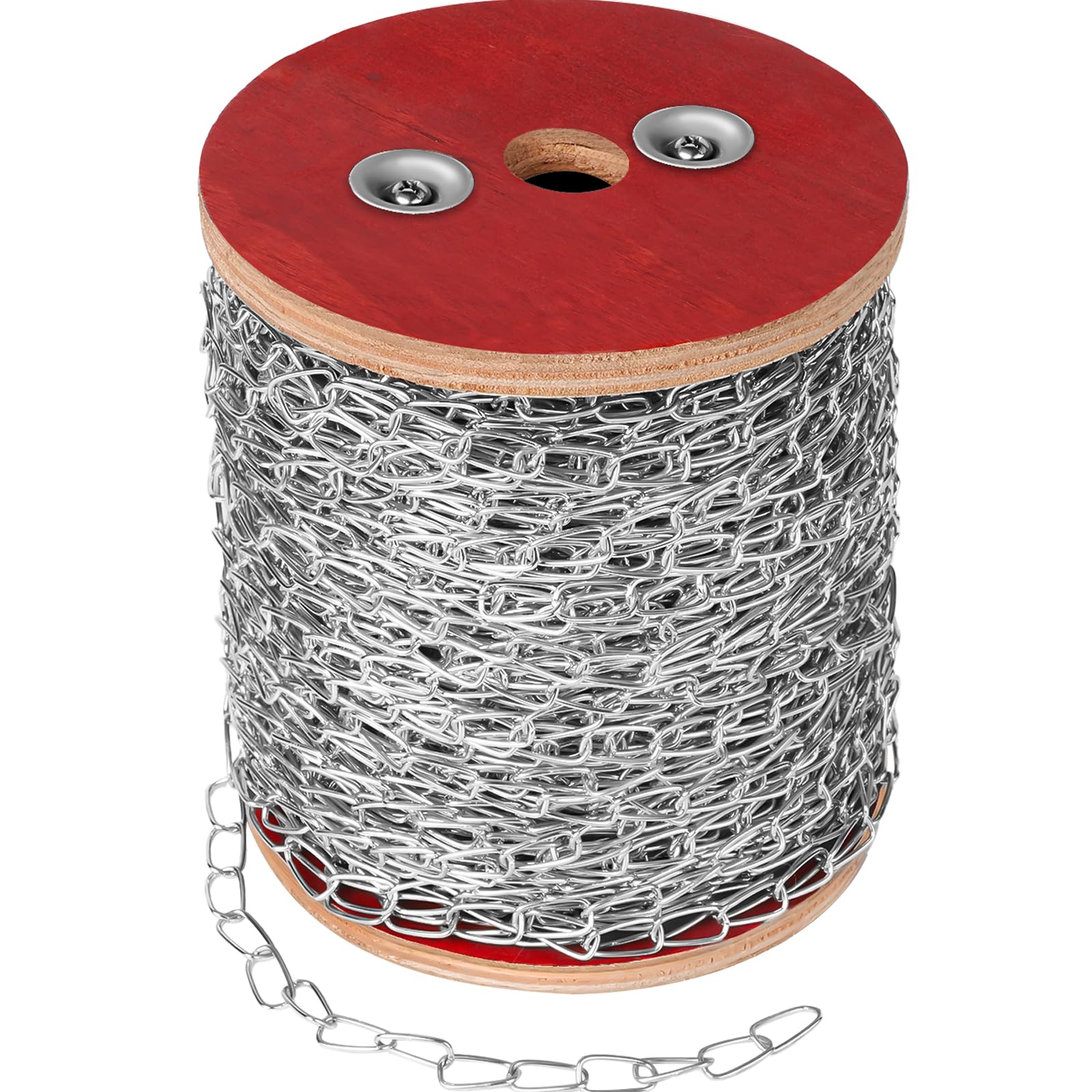 VAIPI Cadena de acero inoxidable resistente de 266 pies, cadena de bobina de metal, carrete de cadena de utilidad para colgar cestas, comederos de pájaros, lámparas, camping, remolque de mascotas