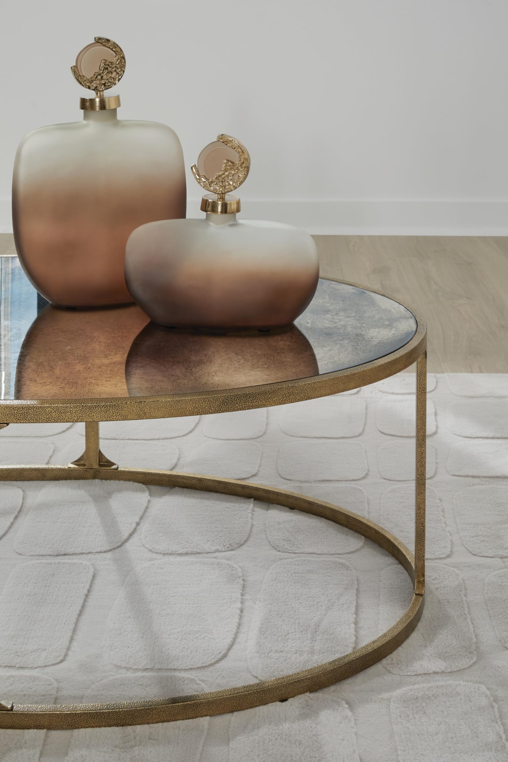 Best Oval Marble Coffee Tables for 2026 2 Signature Design by Ashley Oval Coffee Table for Living Room, Antiqued Gold — product photo