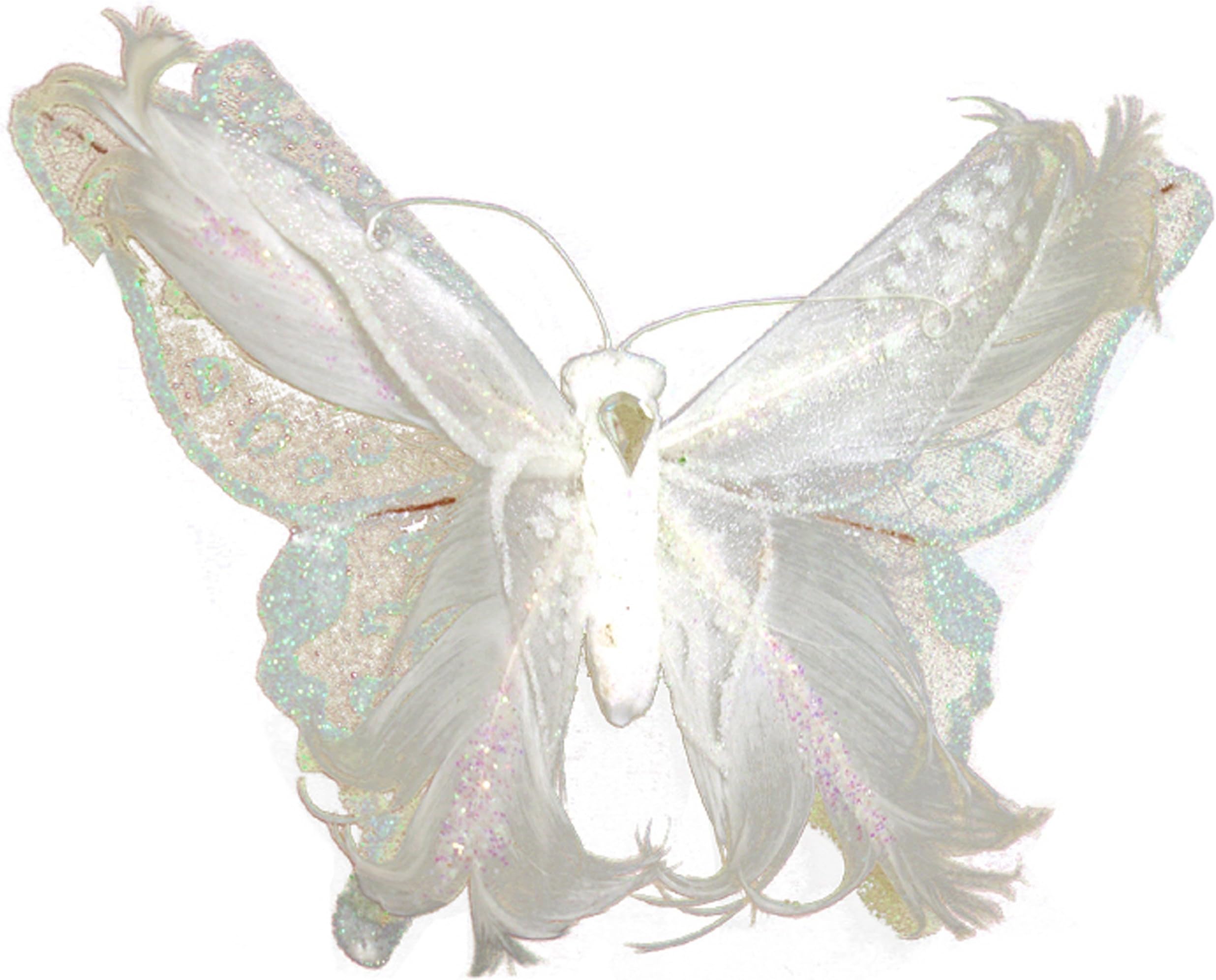 Touch of Nature 1-Piece Fashion Feather and Fabric Butterfly with Curls on Clip for Arts and Crafts, 7-Inch, White