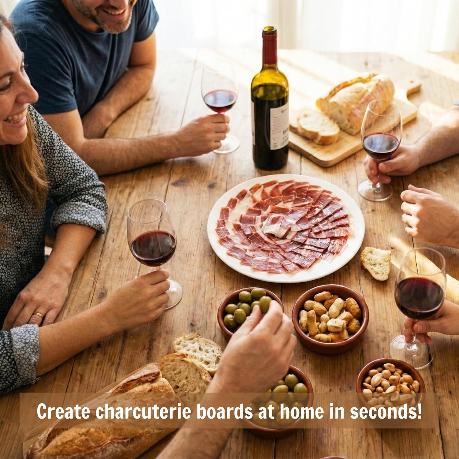 Monte Nevado Jamon Iberico Grain-Fed (Cebo) 50% Iberico - 3oz Each, Pack of 2 units, Pre-Sliced Vacuum Packed Spanish Dry-Cured Ham - Tapas & Charcuterie Ready, Friends and Family Moments