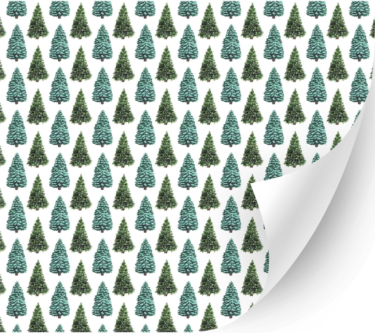 Glossy Christmas Patterned Adhesive Vinyl (Watercolor Christmas Tree, 11" x 5 Yards) - Window, Glass Decoration, Outdoor DIY Projects, Car Sticker Decal