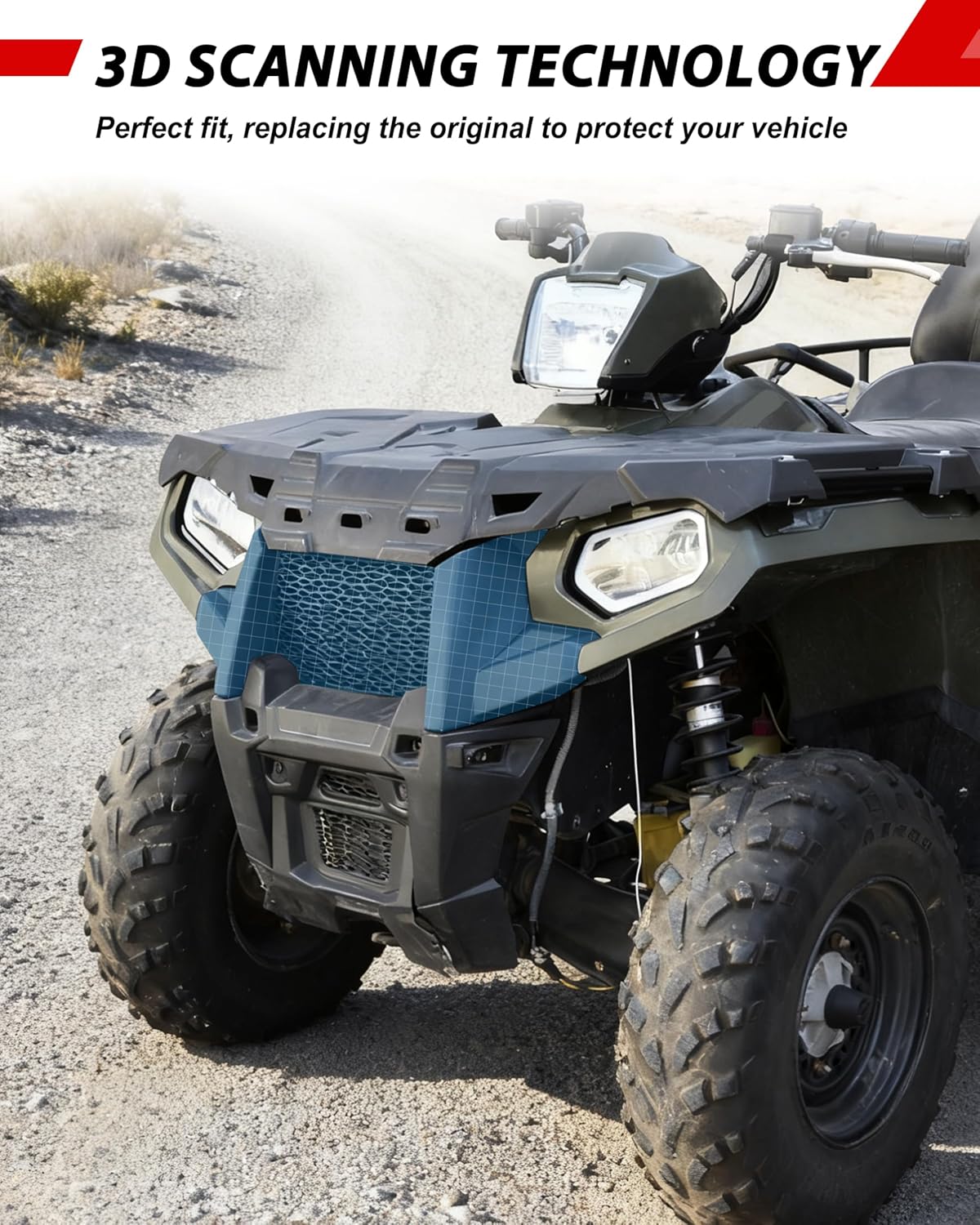 Front Fascia Compatible with Polaris Sportsman 400 450 500 570 800 2011-2024, Front Combined Mesh Grille Bumper Brush Guard for Sportsman 450 570 Touring Accessories, Replace #5438559-070
