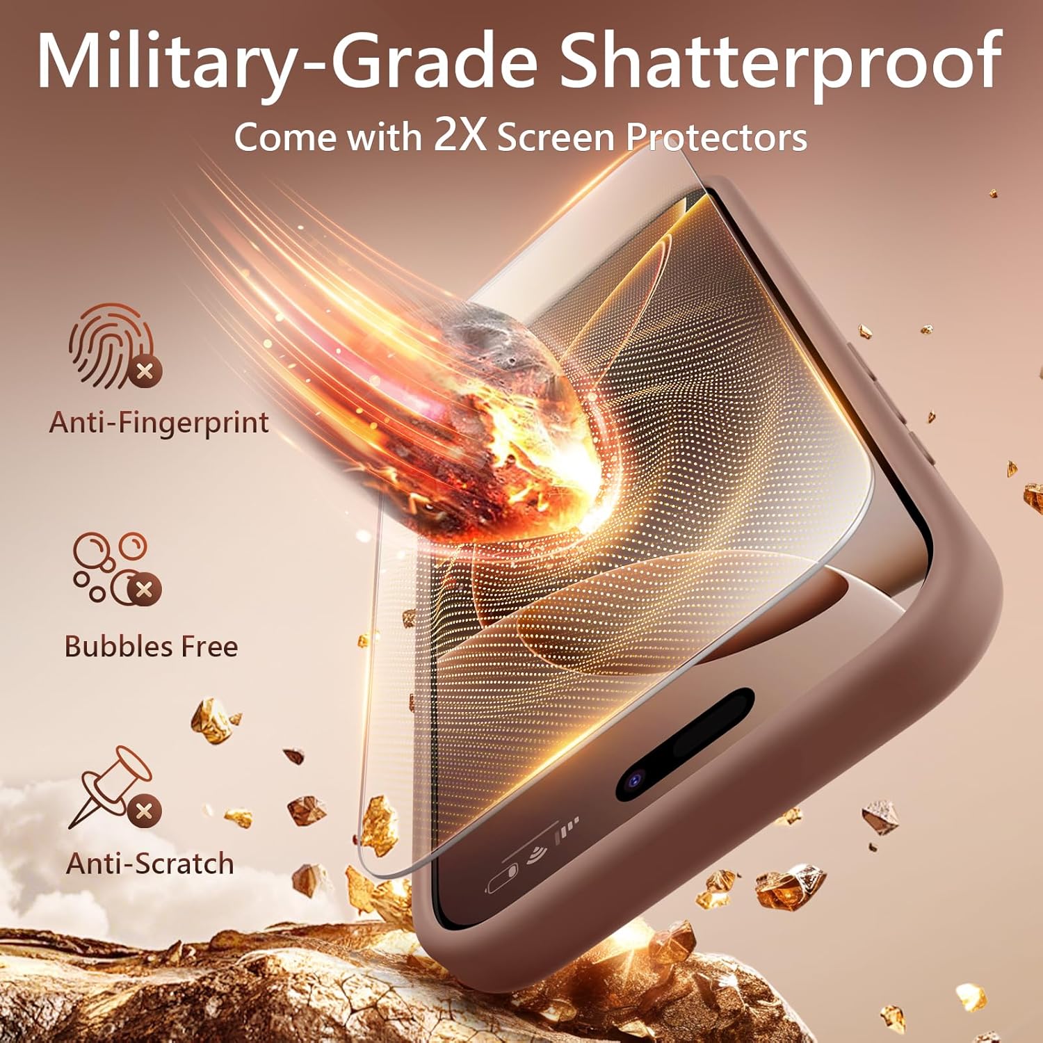 FlyReal Magnetic for iPhone 16 Pro Max Case, Compatible with MagSafe, (Integrated Silicone Camera Control Button & Camera Protection) +Screen Protectors, Microfiber Lining Case 6.9", Light Brown - Image 7