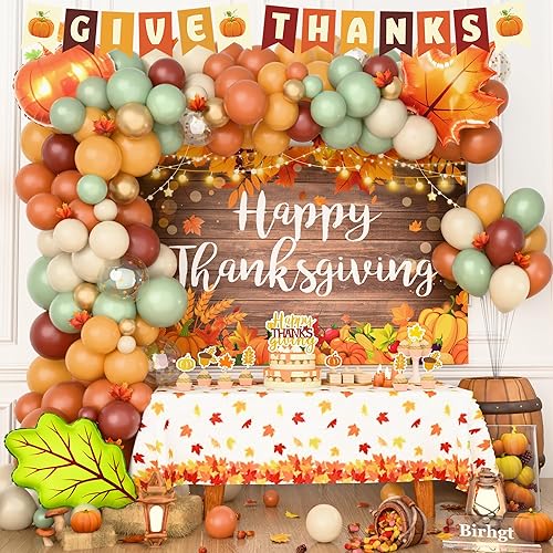 Kit de decoración de fiesta de Acción de Gracias, suministros de fiesta de Acción de Gracias, telón de fondo de calabaza de otoño y otoño, guirnalda