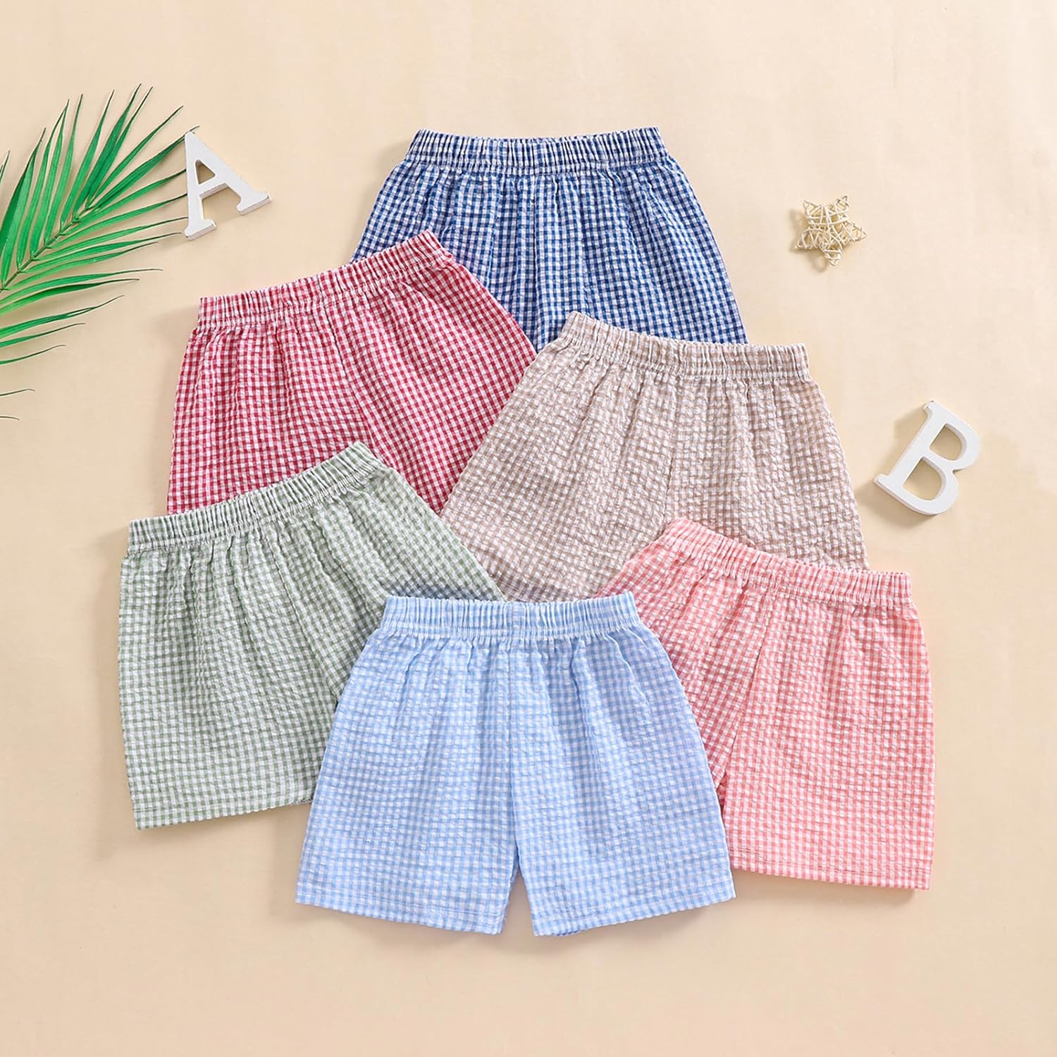 Kids Toddler Boys Girls Gingham/Seersucker Shorts Elastic Waist Plaid/Striped Elastic Waist Shorts Pants Bottoms - Image 2