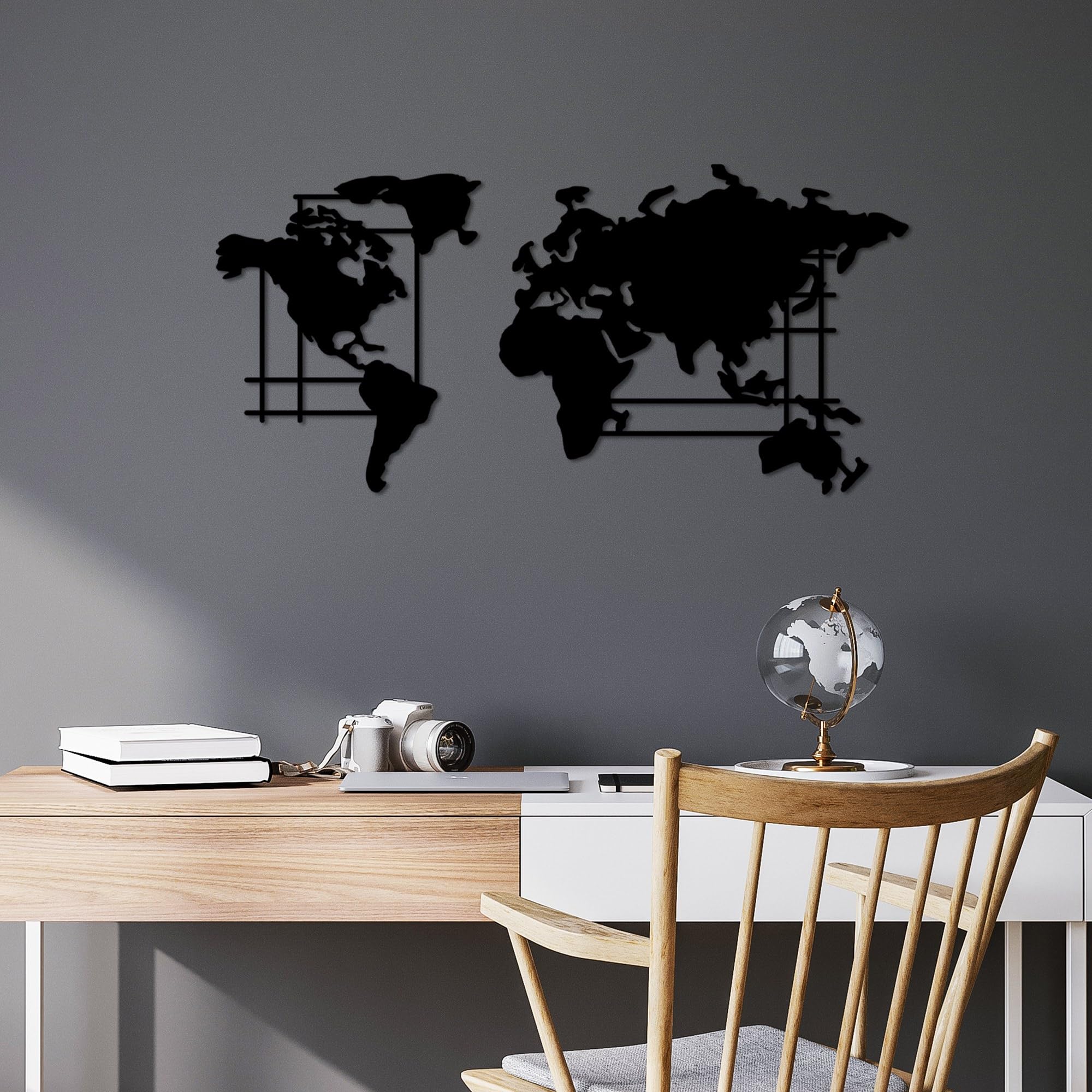 Stylish Black Decorative Metal Wall Accessory, 70 x 33 cm, 100% Metal (1.5 mm Thick), Easy Wall Mounting, Perfect for Modern Home Decor
