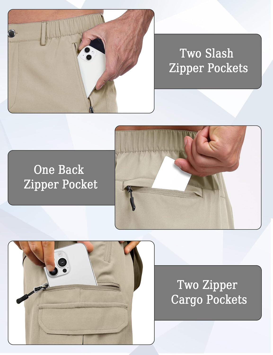 Mens Hiking Cargo Summer Shorts 9" Quick Dry Lightweight Outdoor Fishing Golf Casual Elastic Waist Loose Fit 6 Pocket - Image 5