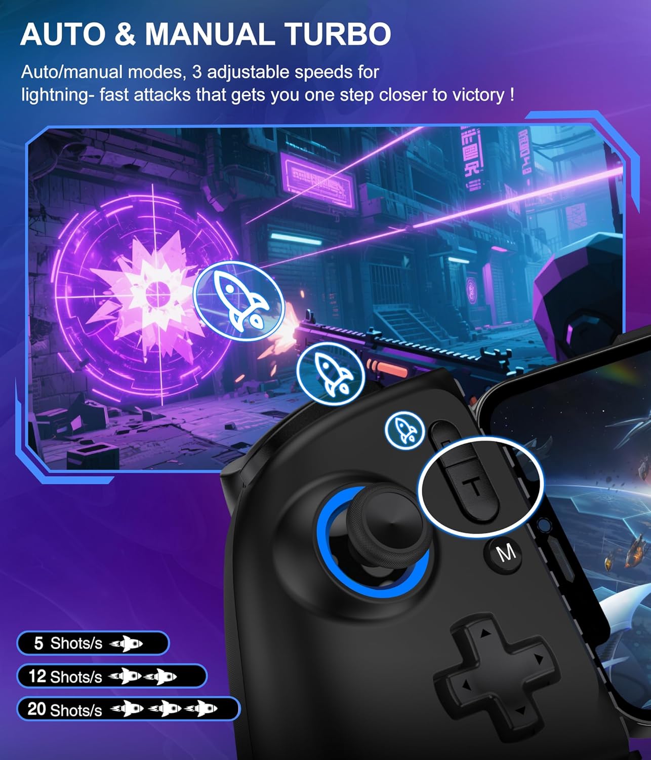 LIFUFUTEE Mobile Gaming Controller for iPhone/Android, Wireless Phone Controller with Hall Joysticks/Triggers, Mobile Controller Support Phone Case for Xbox Game Pass, Steam Link & More, Black
