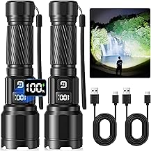 GEARLITE Torches LED Rechargeable, 6000 LM LED Torch Extremely Bright with 3 Modes, IP65 Waterproof Handheld Lamp Zoomable for Camping, Hiking, Outdoor 2 Pieces