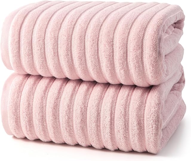 REDKISS 2Pack Grandes serviettes de bain 31×63 pouces, 100% Coton, Super doux et absorbant, Serviettes à sec rapide, Parfait pour la salle de bain, Serviette de douche en plus-puce
