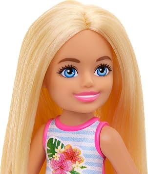 Barbie Chelsea Small Doll Featuring Swimsuit with Stripes & Floral Print, Blonde Hair & Blue Eyes
