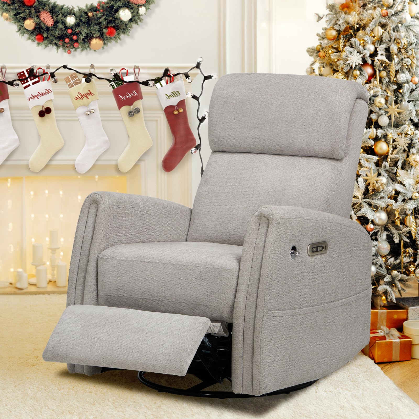 COLAMY Push Back Recliner Chair - Leather Upholstery, Adjustable Footrest, 118-150 Degree, Camel