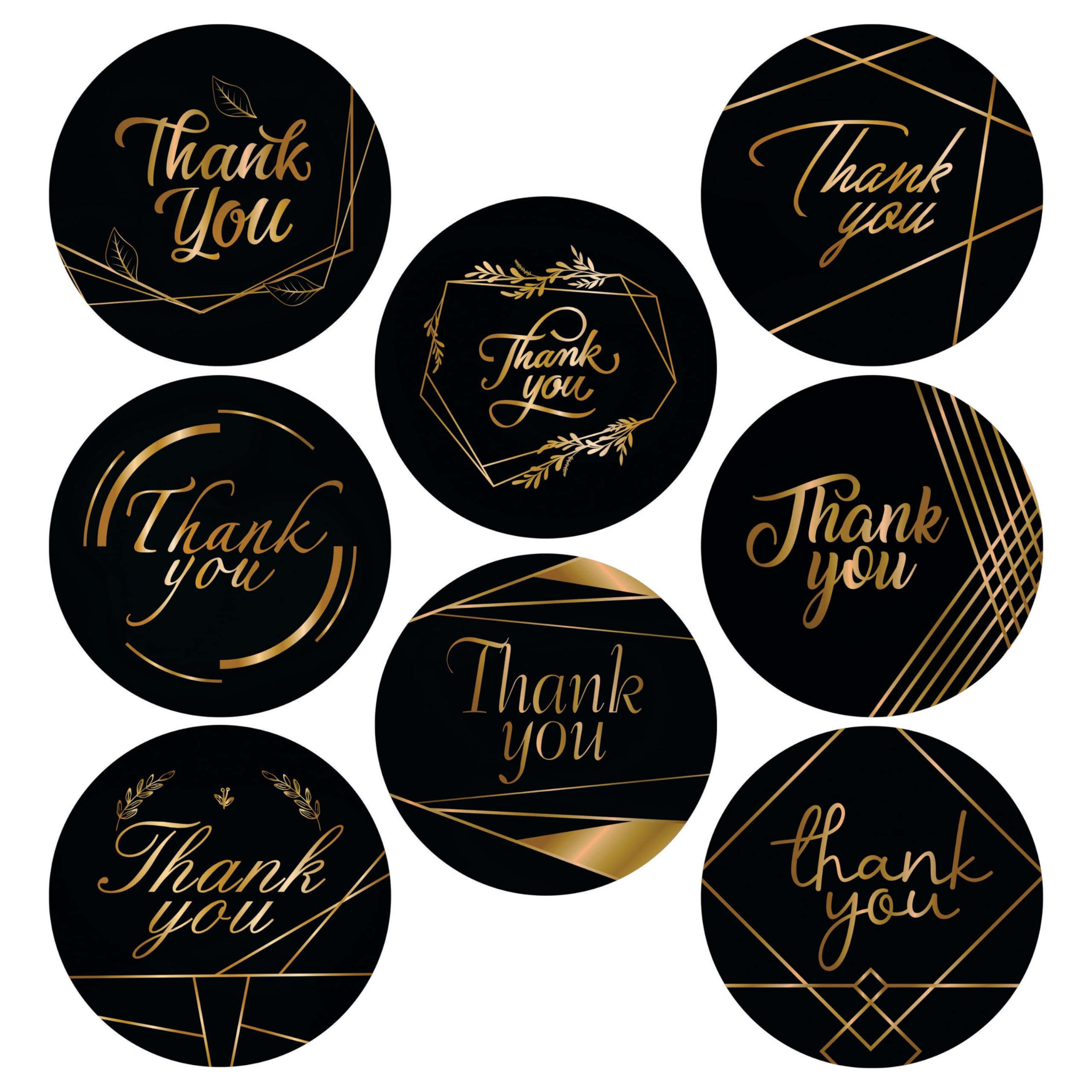 Step a Bit (500 PCS) Round Shape Vinyl Self Adhesive Thank You Stickers Labels for Small Businesses, Birthday Return Gift Hampers, Greeting Cards Envelopes, Festival Gifts, Students. (Golden Black)