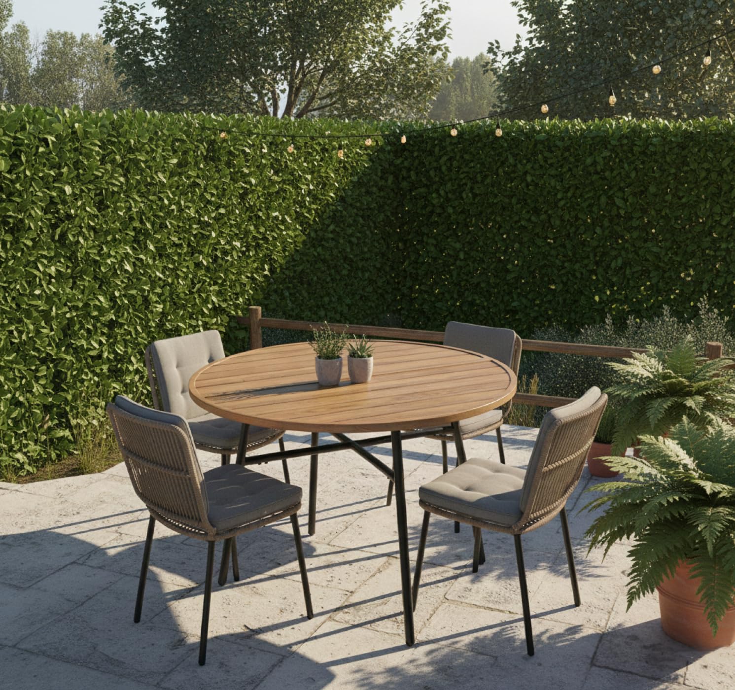 VDD – Table de Jardin – Table d'extérieur – Table Ronde – Fer revêtu – 100 x 73,5 cm