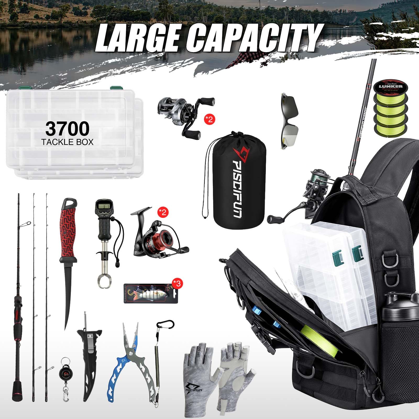 Amazon.com : Piscifun Fishing Backpack with Rod Holder