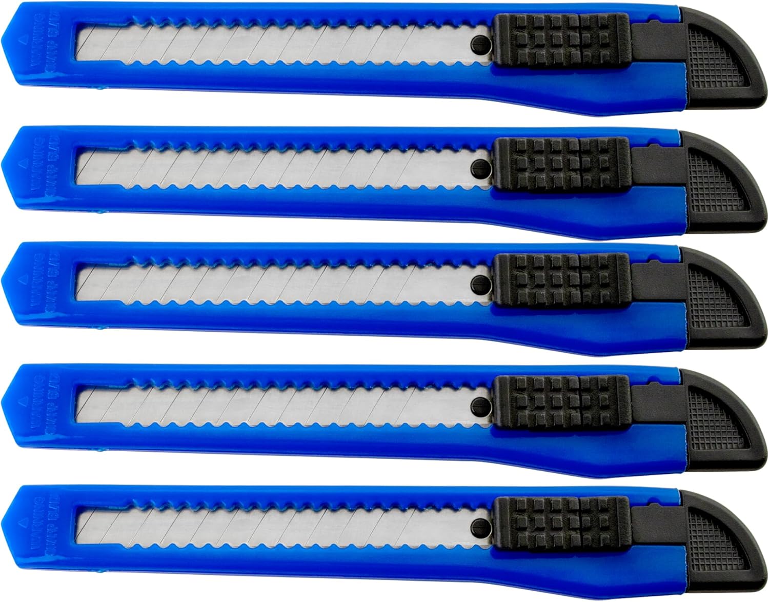 5 Blue Utility Knife Box Cutters Heavy Duty Industrial Strength