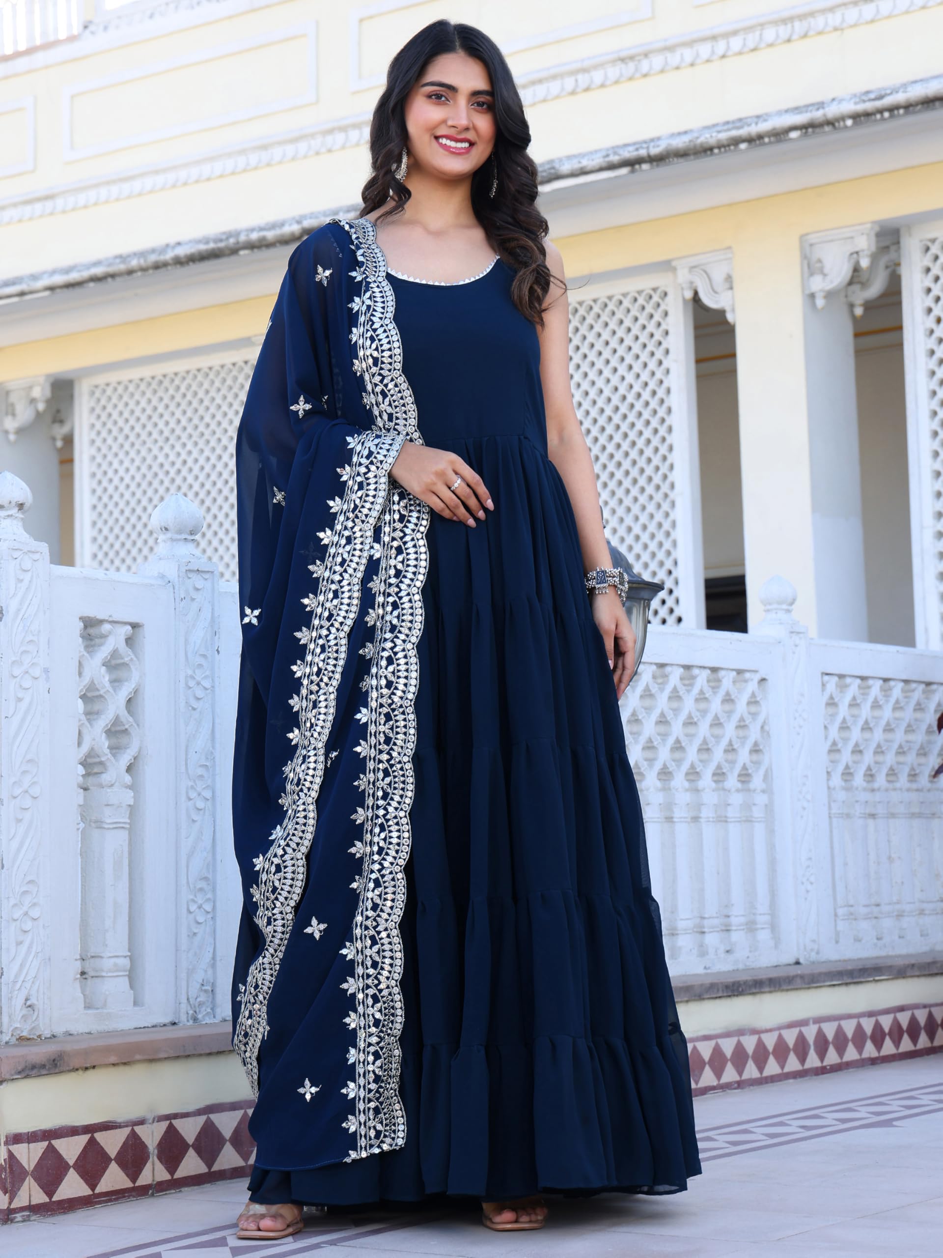 Fashion Basket Pink Georgette Anarkali Kurta For Women